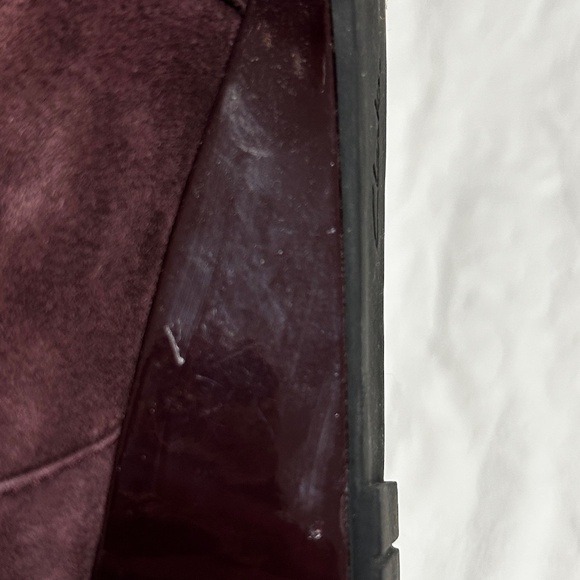 Clarks Women's 6.5 Wide Plum Purple Suede Like Pump Wedding Event Holiday Shoea - Picture 10 of 12